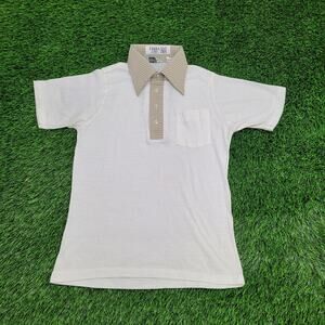 Vintage 90s John-Blair MOD Polo Shirt Small 17x26 White USA